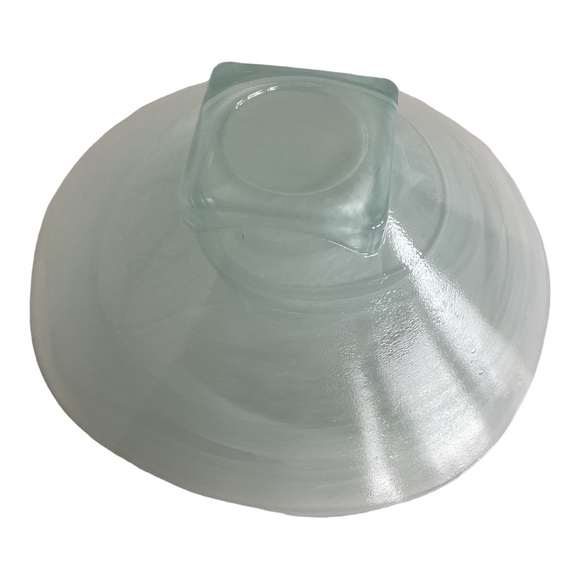 Pier 1 Imports White Swirl Recycled Glass Abstract Square Bowl Spain VTG EUC - Picture 11 of 16